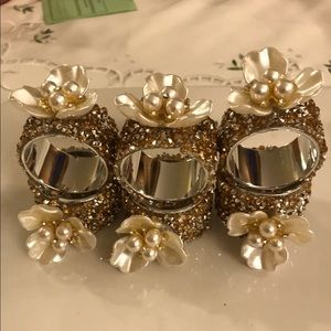 Vintage gold and silver crystals napkin rings